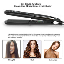 Load image into Gallery viewer, 2 in 1 Steam Hair Straightener and Curler Flat Iron With Vapor Ceramic Tourmaline