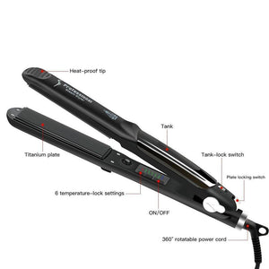 2 in 1 Steam Hair Straightener and Curler Flat Iron With Vapor Ceramic Tourmaline