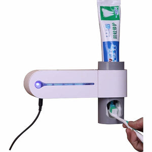 Anti-bacteria UV Light Toothbrush Sterilizer & Automatic Toothpaste Dispenser