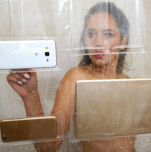 Clear Phone & Tablet Shower Curtain Holder