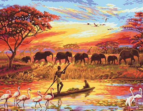 Elephant Sunset DIY Painting By Number Kit