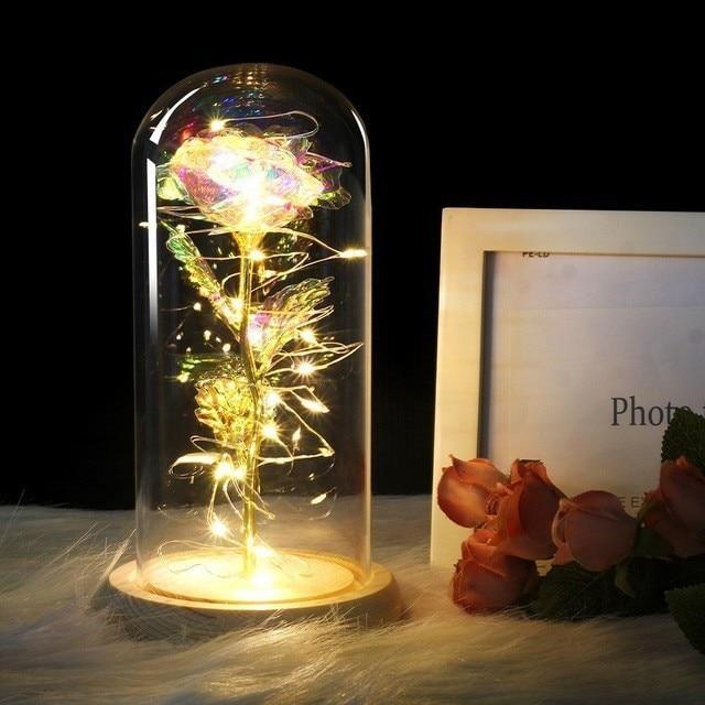 Enchanted Galaxy  Rose LED Glass Display