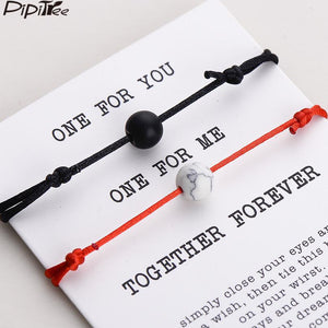 Lava Stone Natural Stone Bead Couple Bracelet