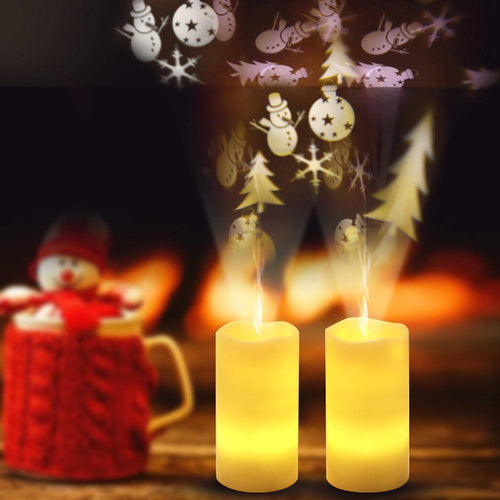 LED Christmas Candle Remote Control Projection Lamp