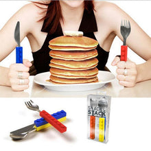 Load image into Gallery viewer, Lego Silicone Stainless Steel Dinnerware Set