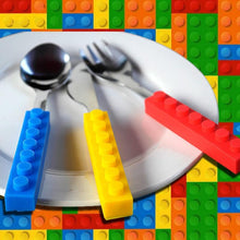 Load image into Gallery viewer, Lego Silicone Stainless Steel Dinnerware Set