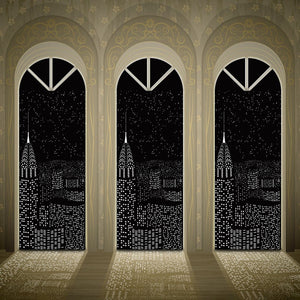 Modern Window Blinds Black City Night Light