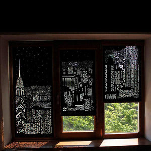 Modern Window Blinds Black City Night Light