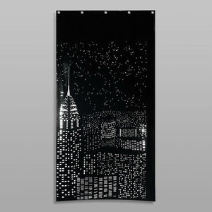 Modern Window Blinds Black City Night Light