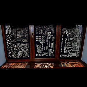 Modern Window Blinds Black City Night Light