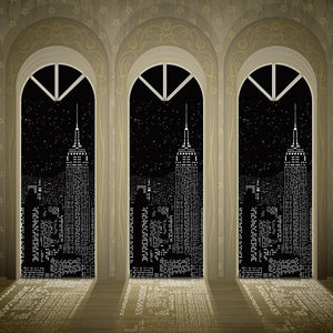 Modern Window Blinds Black City Night Light