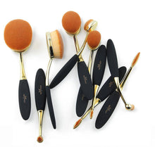 Load image into Gallery viewer, Oval Makeup Brush Professional 10Pcs Rose Gold