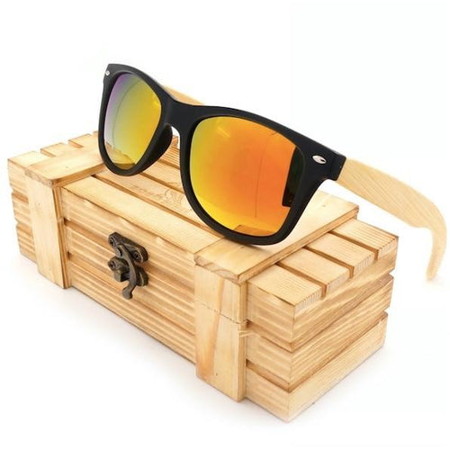 Polarized Vintage Sunglasses with Bamboo Legs